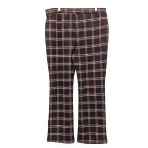NWT High-Rise Flare Plaid Pants Women's Size XXXL (21) Red & Black Stretch‎ Knit